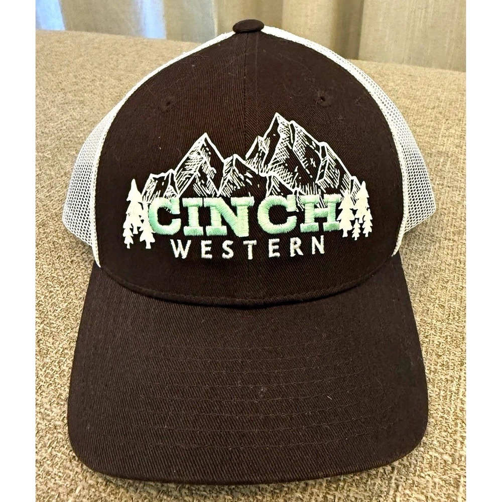 CINCH Trucker Hat Mens One Size Brown White Graphic Print Mesh Back Snapback